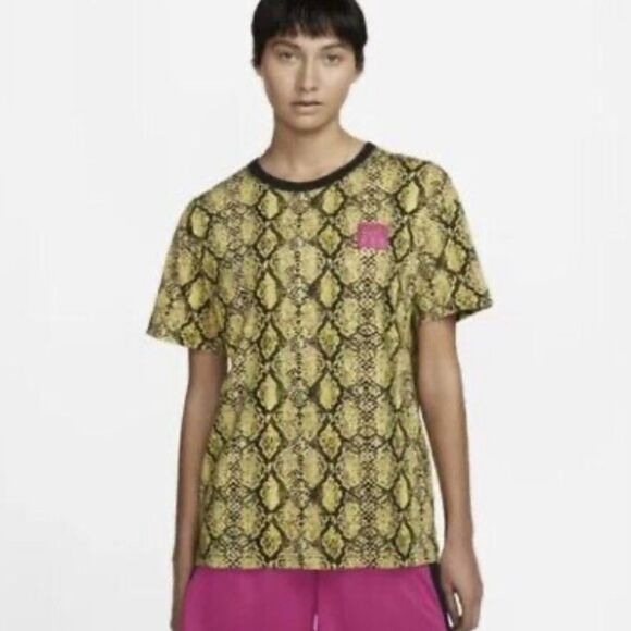 Nike Air Fly T-shirt Short Sleeve Loose Yellow & Black Snake Print Size … - Picture 9 of 9